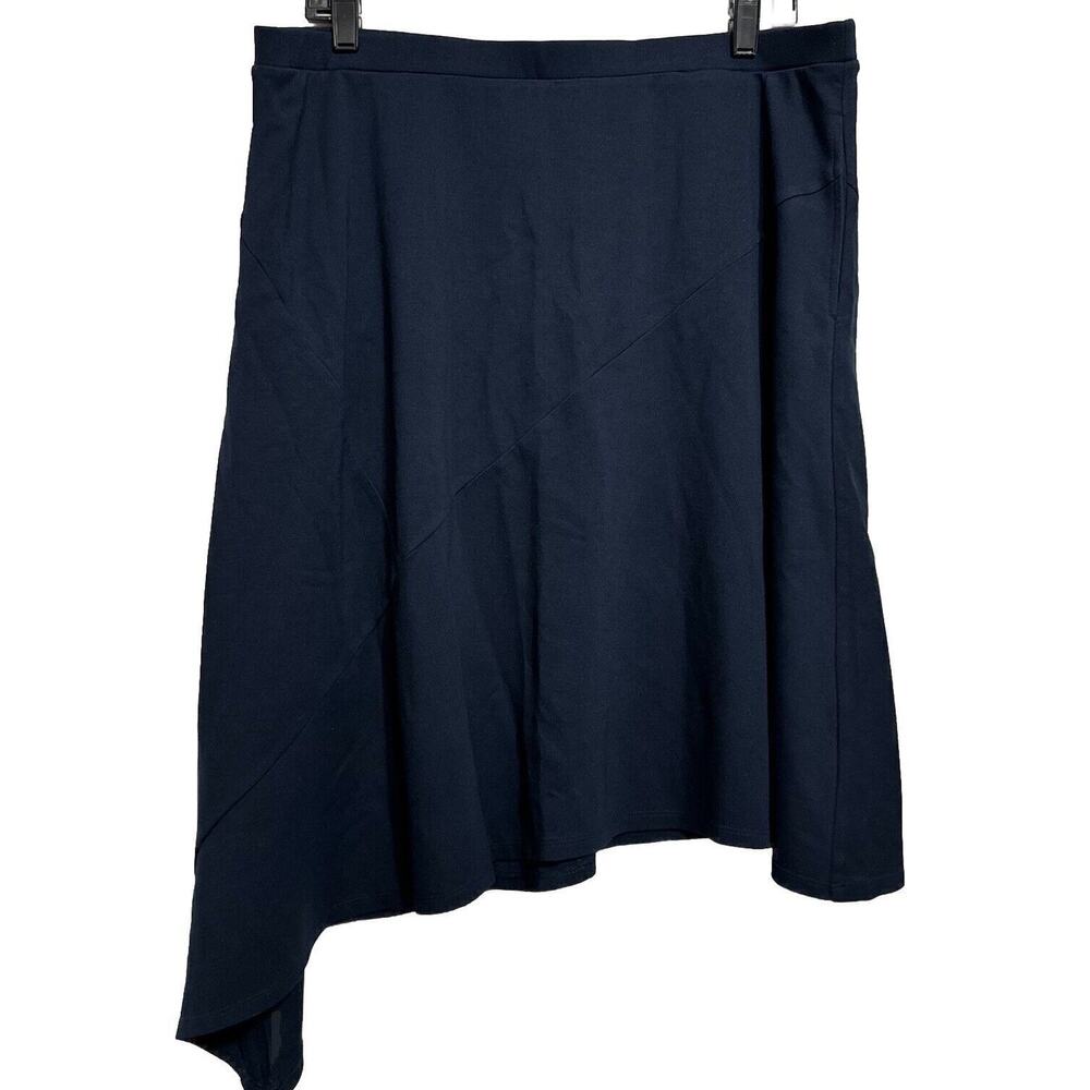 Elizabeth Clarke Skirt Women’s Large Blue Elastic Waist Asymmetrical Hem